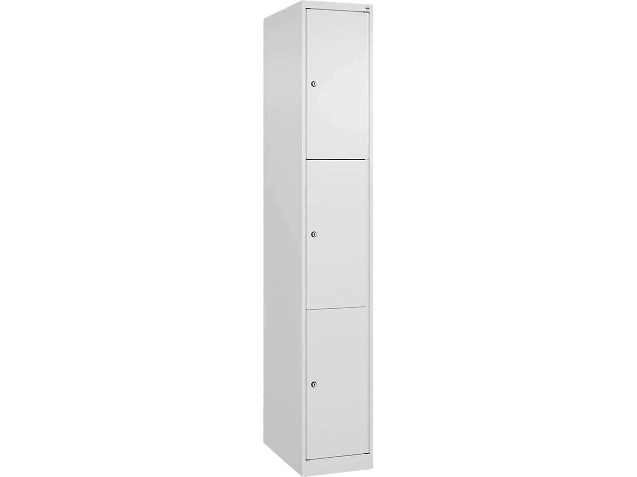 C+P Schließfachschrank Classic PLUS, 3 Fächer, 1850x300x500mm, Verkehrsweiß/Verkehrsweiß
