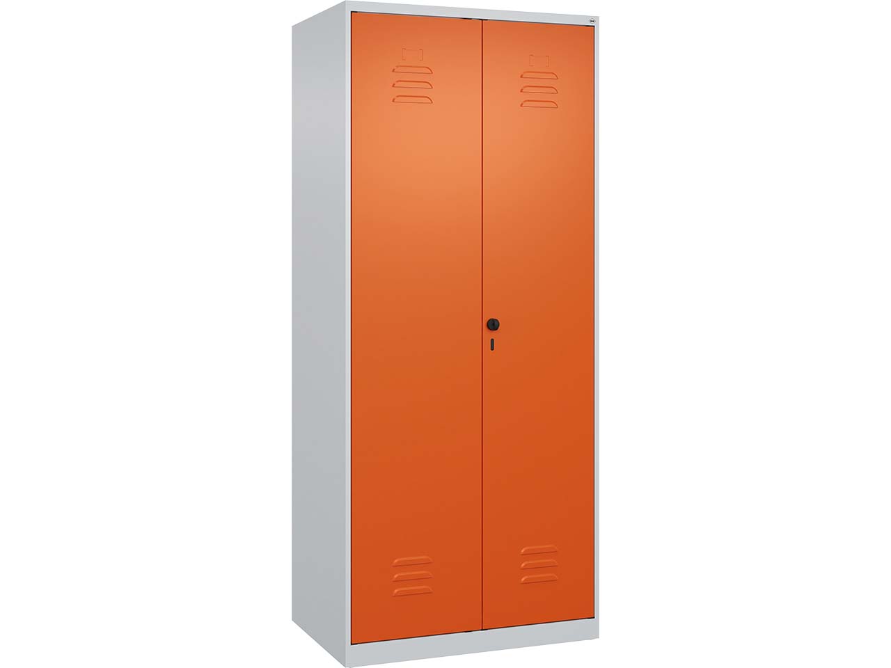 C+P Schwarz-Weiß-Spind Classic PLUS, 2 Abteile, 1850x800x500mm, Lichtgrau/Reinorange