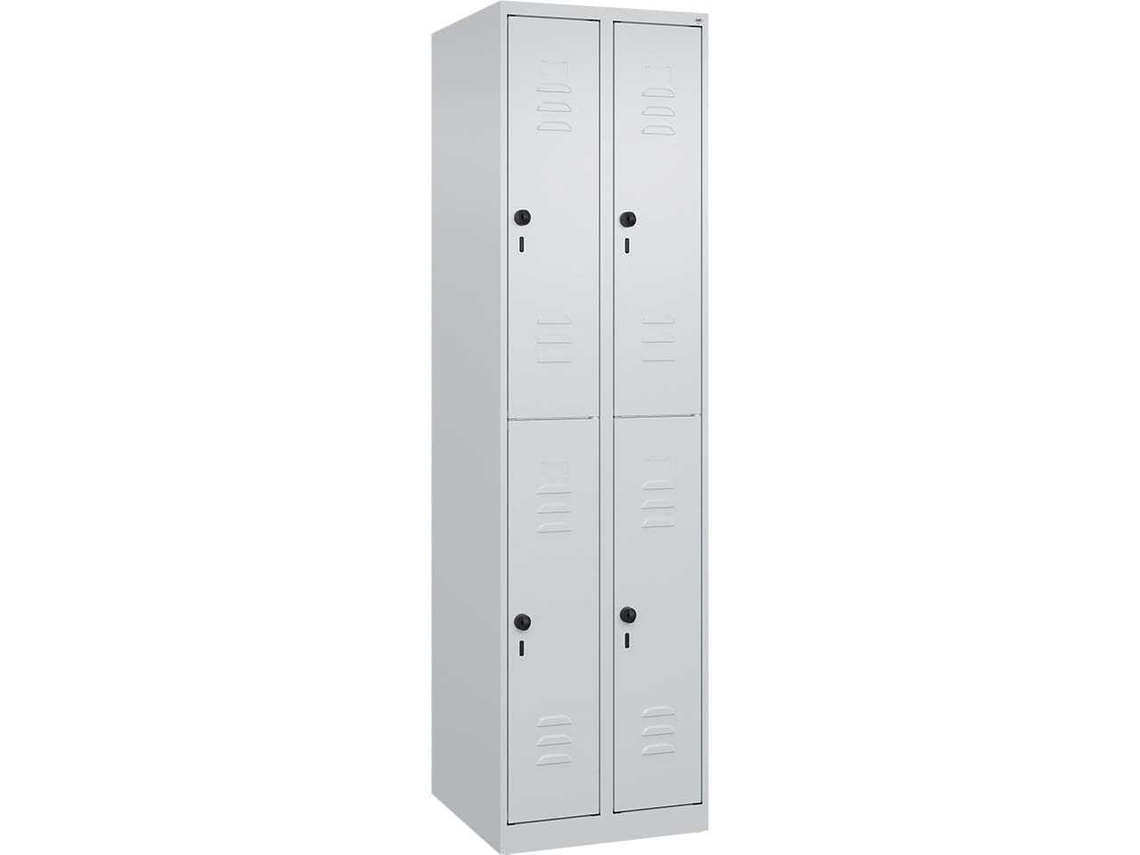 C+P Doppelstock-Spind Classic PLUS, 4 Fächer, 1850x500x500mm, Lichtgrau/Lichtgrau