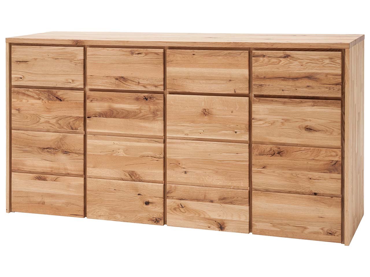 Kommode "Rödvig" aus Wildeiche, mit 4 Schubladen und 4 Türen, B 130 x T 48 x H 91 cm