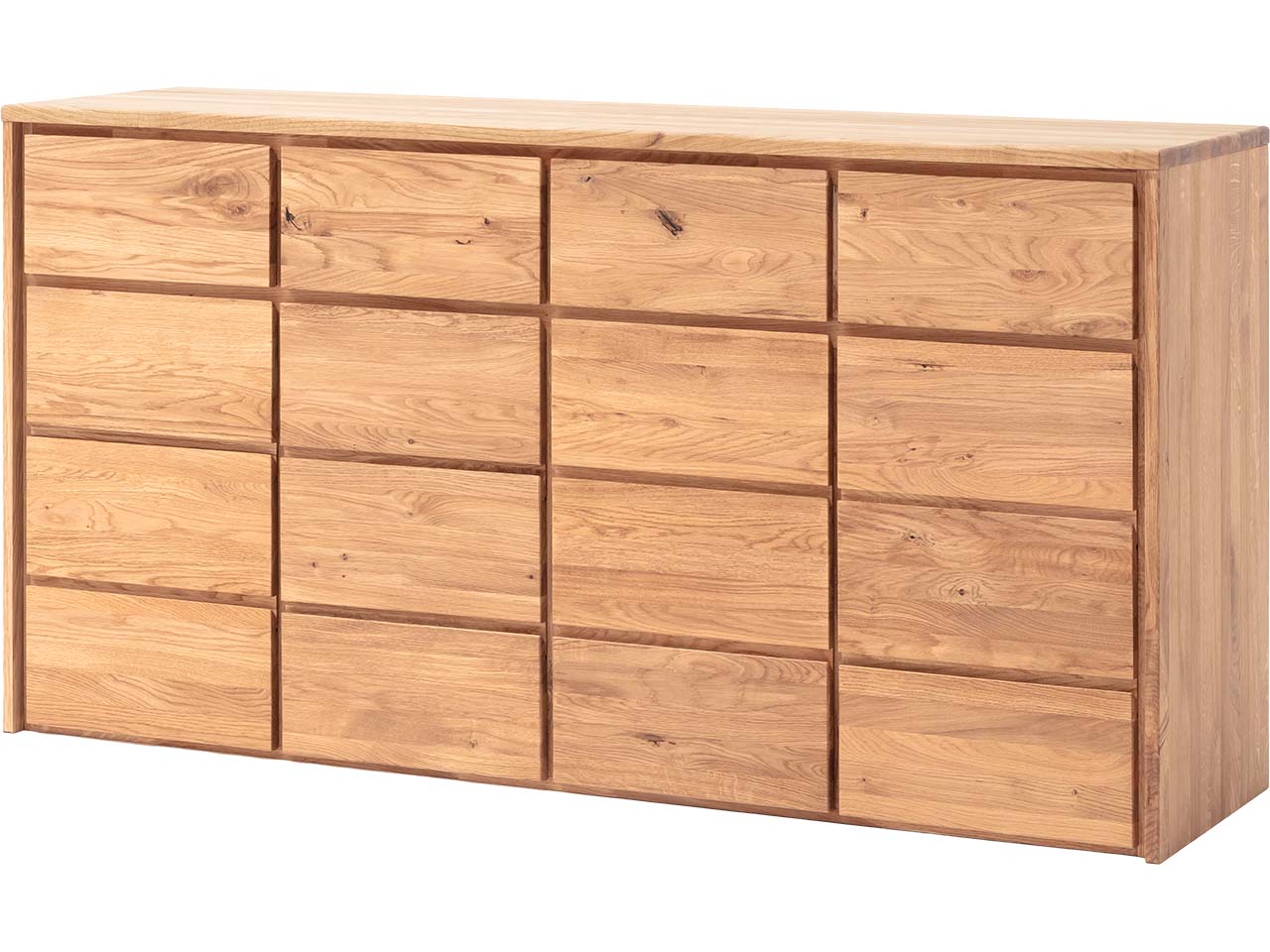 Kommode "Rödvig" aus Wildeiche, mit 4 Schubladen und 4 Türen, B 130 x T 48 x H 91 cm