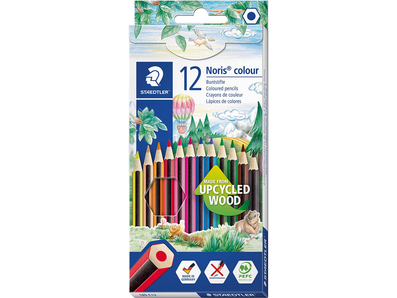 Staedtler Noris colour Buntstifte, "Upcycled Wood", farbig sortiert, 12 Stk.,