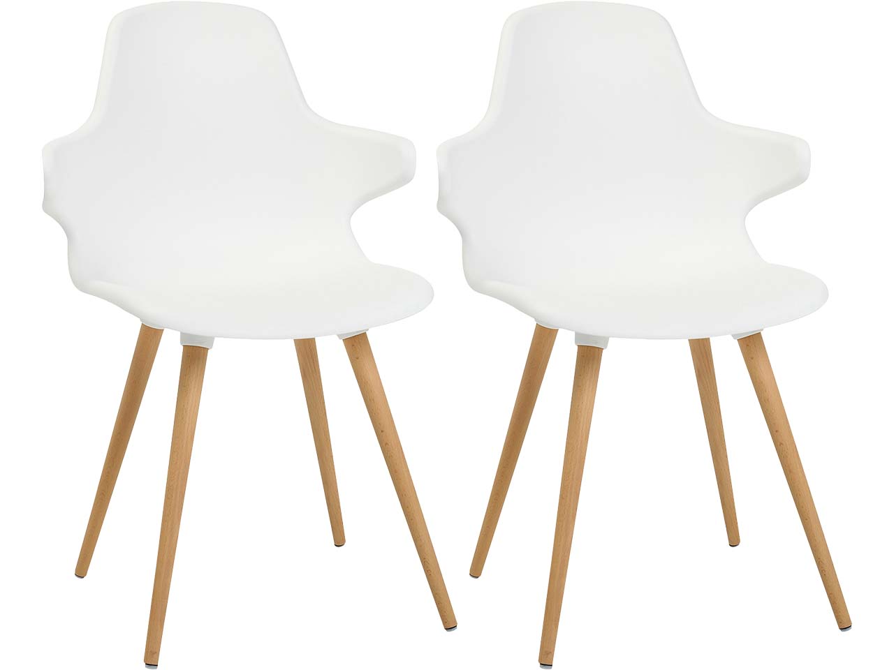 2 Topstar Stühle "T2020" mit Armlehnen, mit Beinen aus Buchenholz, weiß