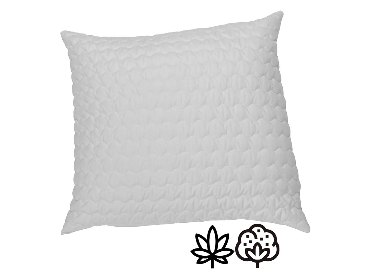 Kopfkissen mit Wellennaht 80 x 80 cm, mit Baumwoll-Hanffüllung 1200g