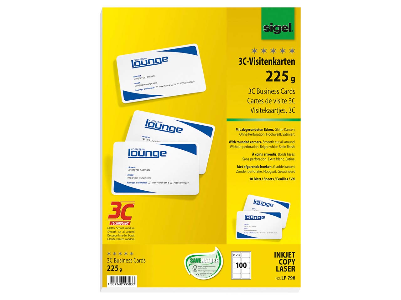 100 Sigel Visitenk. 3C runde Ecken