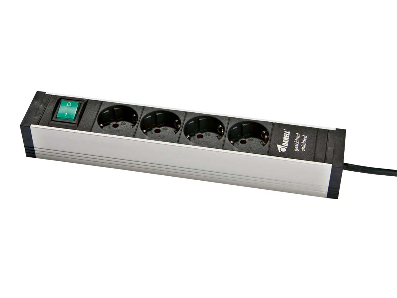 Geschirmte Steckdosenleiste 4-fach 2m Zuleitung