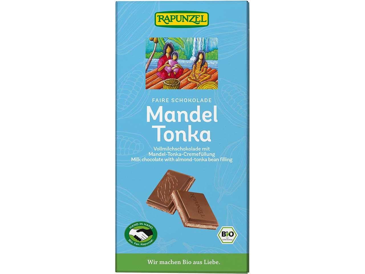 RAPUNZEL Bio-Vollmilch-Schokolade "Mandel-Tonka", 100 g