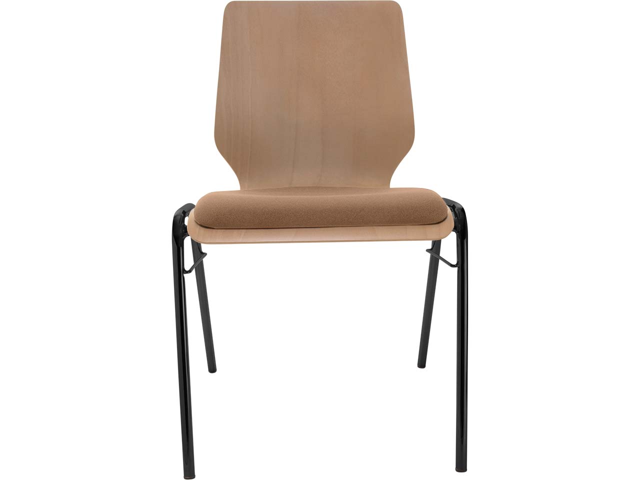 Besucherstuhl "A2" Buche, Gestell schwarz, Steg, Sitzpolster braun