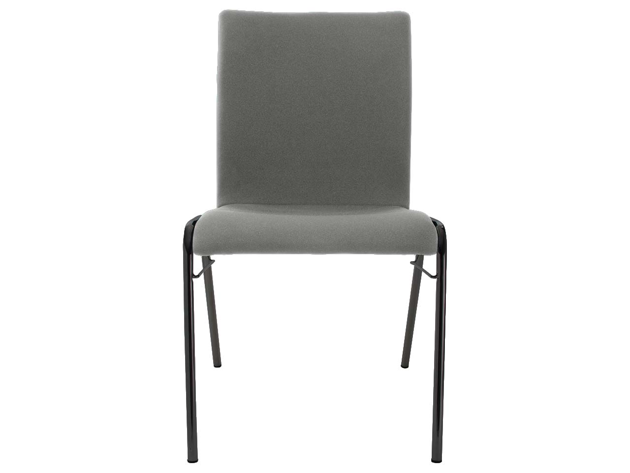 Besucherstuhl 'A45' Buche, Gestell schwarz, Steg, Vollpolster grau