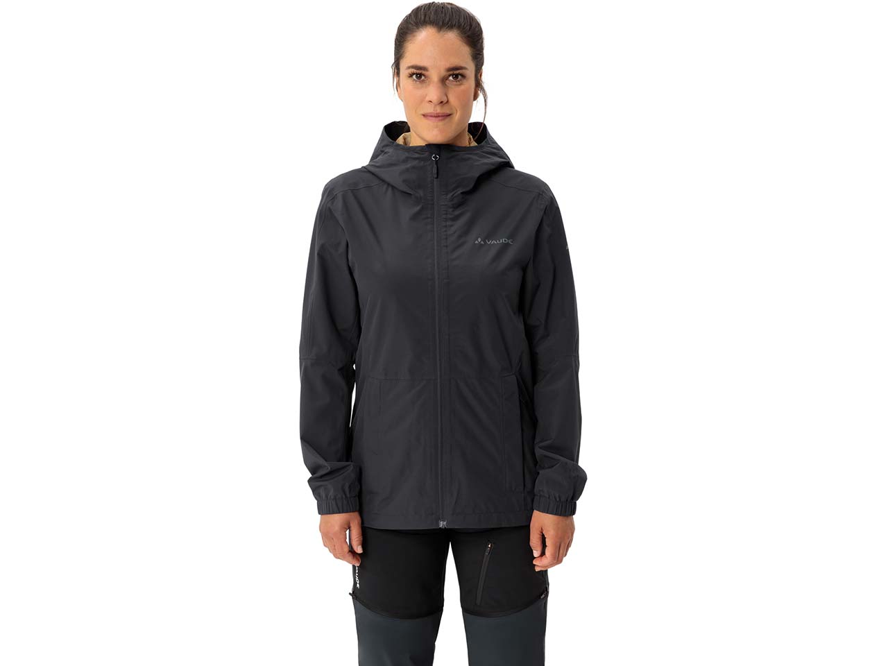 VAUDE Damen-Regenjacke "Neyland" platzsparend verstaubar, phantom black, Gr. 36