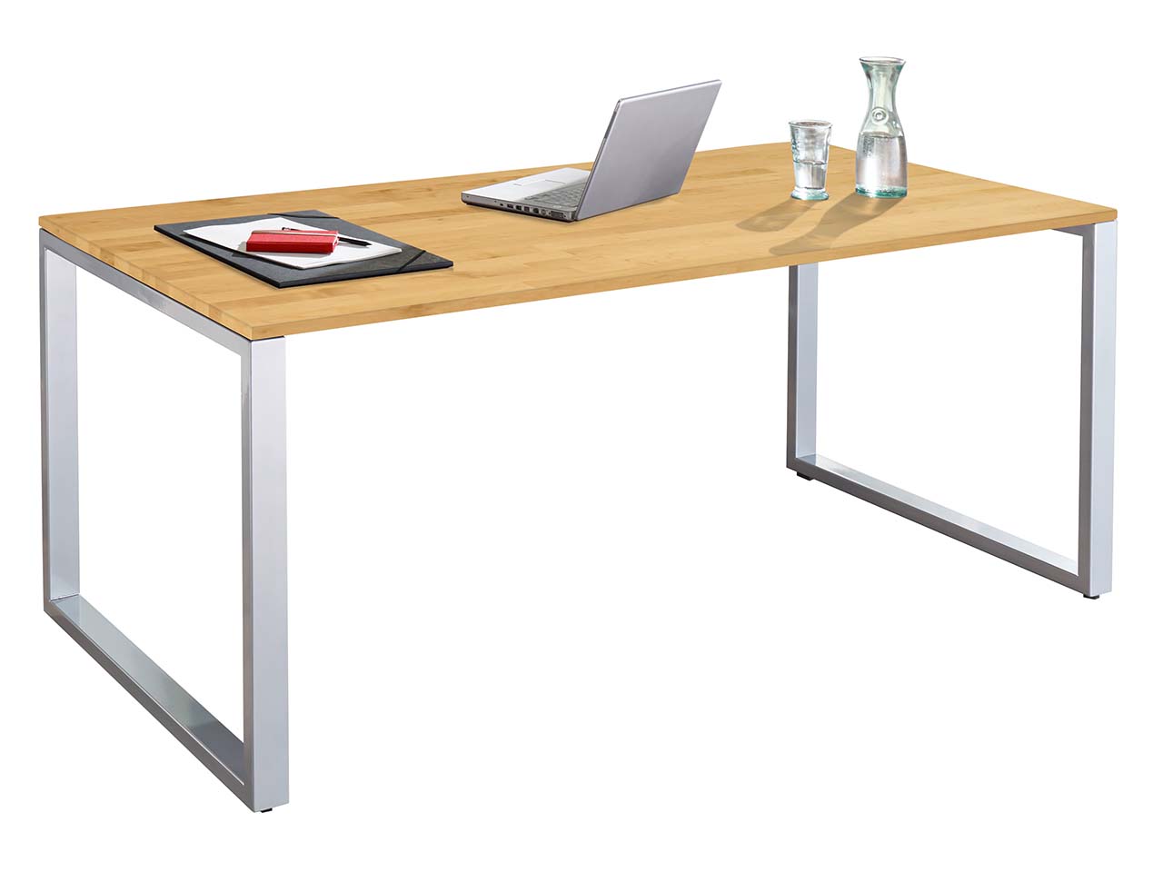 Schreibtisch "CONTACT Statement" 140 x 80 cm, silber, Buche geölt