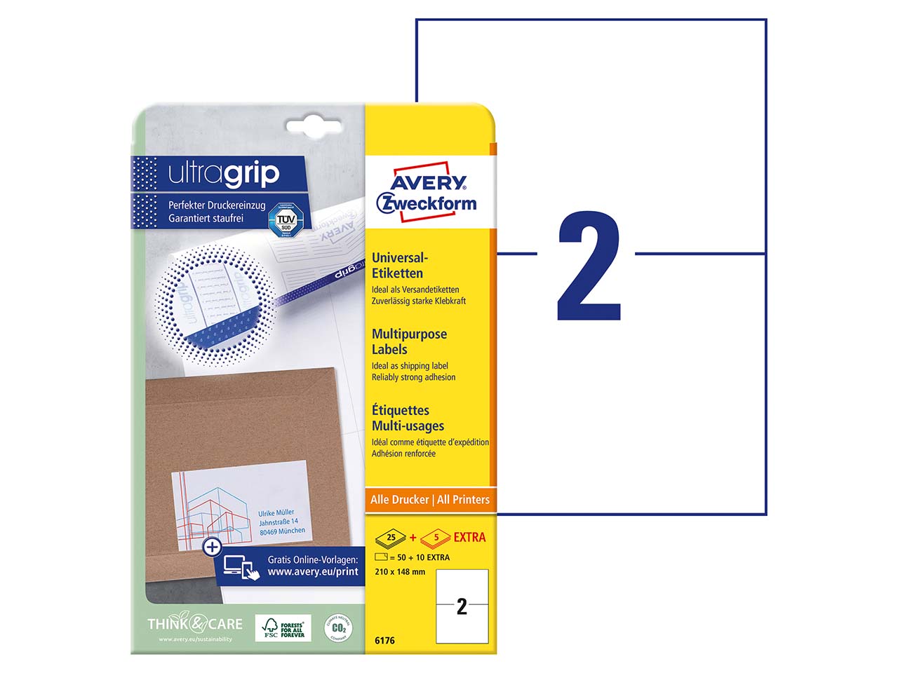 50 Avery Zweckform Universaletiketten 210 x 148 mm, A4, permanent