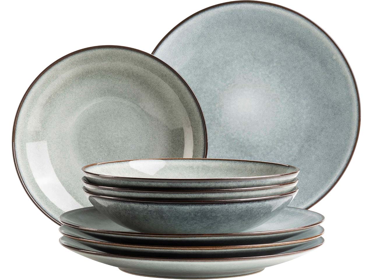 Mäser Tafelservice 8-tlg. "Smoky's" Steinzeug, grün