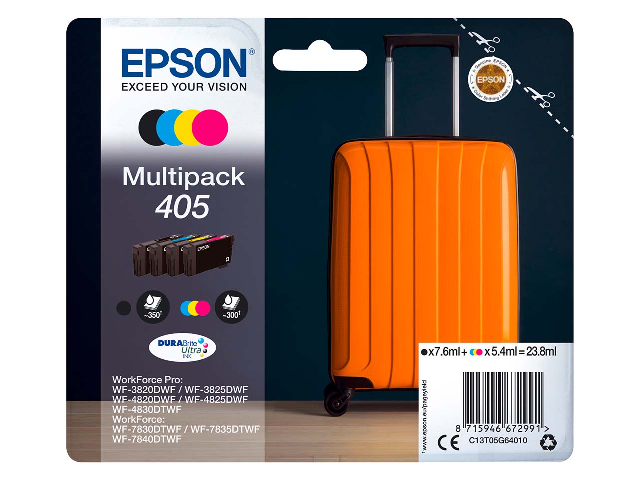 Epson Tintenpatronen 405 schwarz, cyan, magenta, gelb, 4er-Set