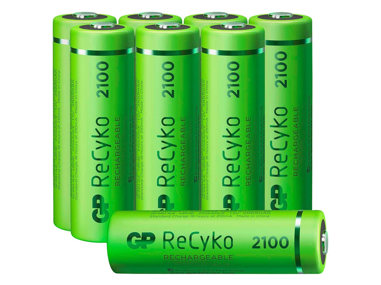 8er-Pack GP Battery Ready-to-use Akku "ReCyko+" Mignon AA, 1,2 V, 2.100 mAh