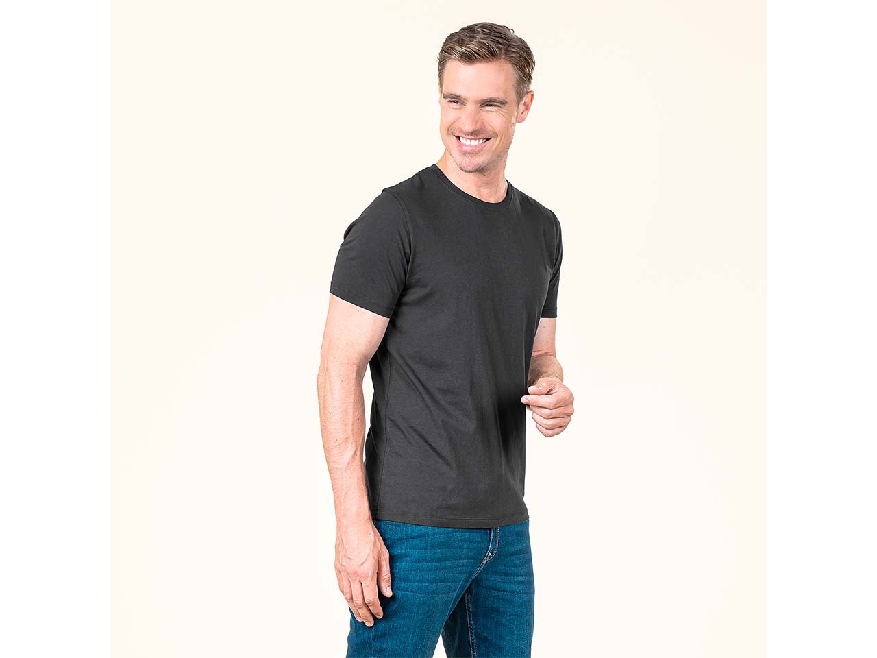 Living Crafts 2er-Pack Bio-Herren-T-Shirt 'TAWIN' mit Rundhalsausschnitt, black, Gr. M