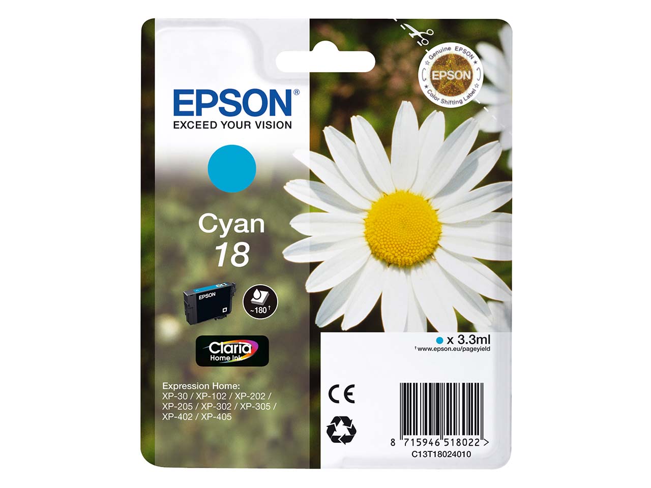 Epson Tintenpatrone T1802/ 18 cyan