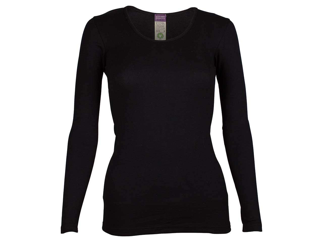 Living Crafts Bio-Damen-Langarmshirt "Johanna" schwarz, Gr. M