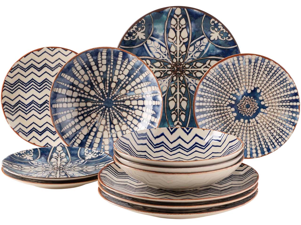 Mäser Tafelservice 12-tlg. "Iberico Blue" Steinzeug, blau