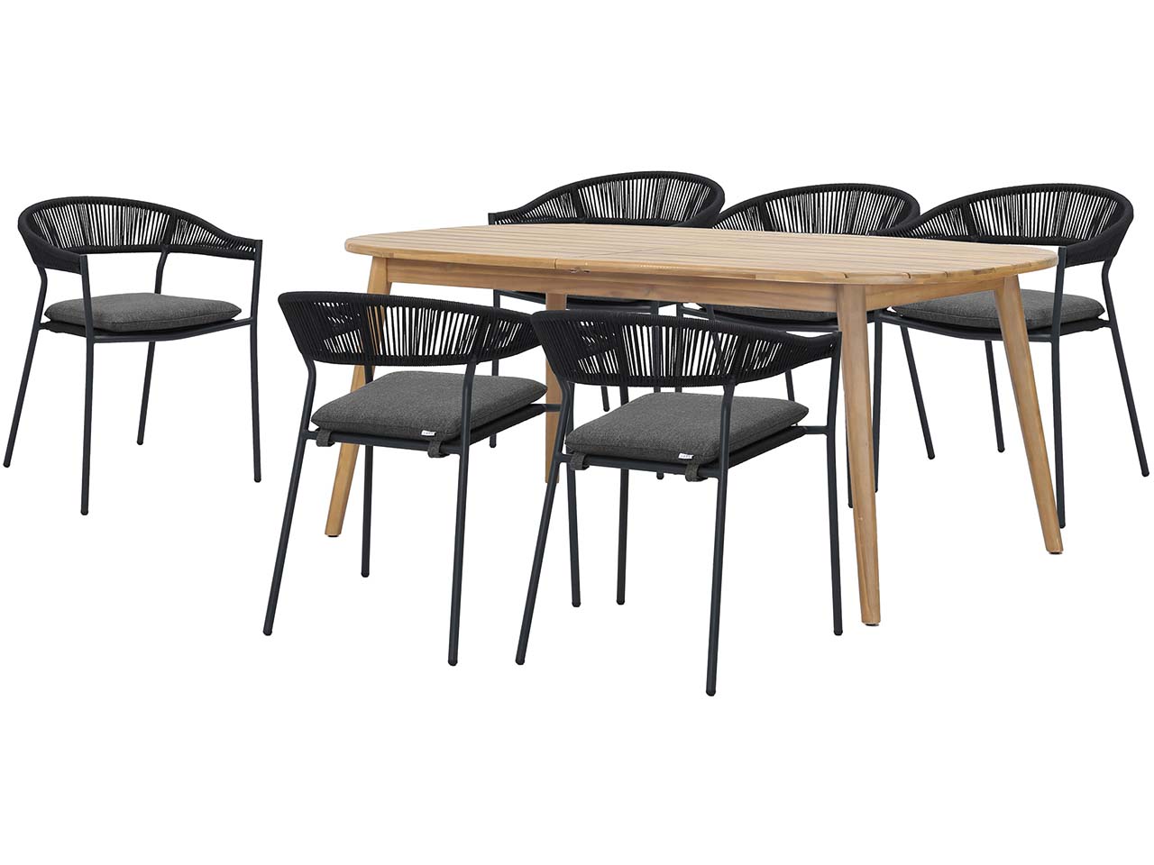 Gartenmöbel-Set "Siena & Sebastian", 7-tlg., 6 Stühle, Tisch 100 x 180/240 cm, anthracite