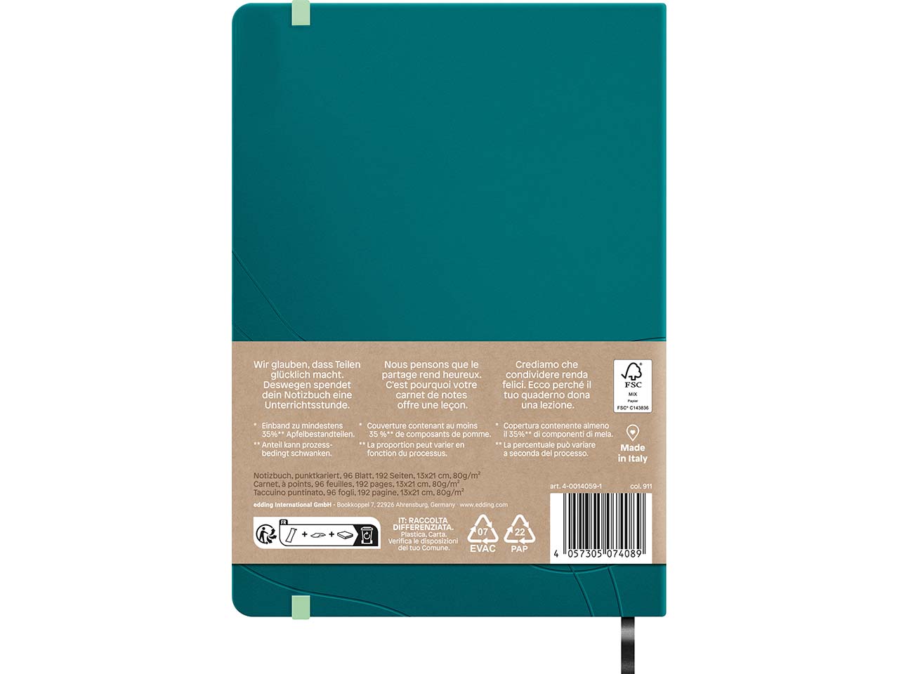 share Notizbuch DIN A5 punktkariert, petrol