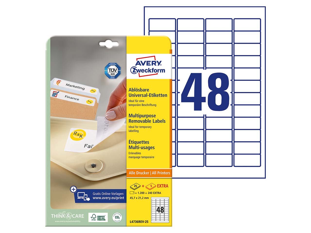 1.200 Stick+ Lift Etiketten 45,7 x 21,2 mm