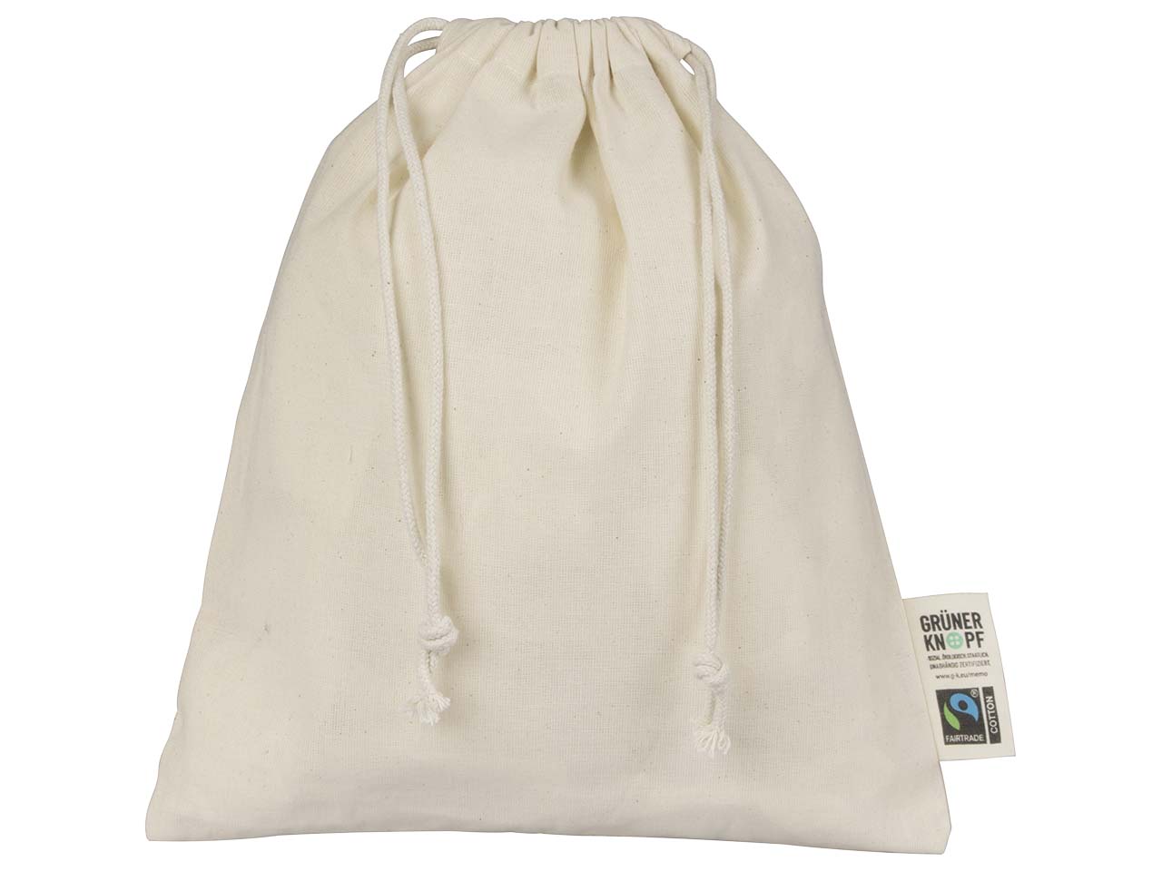 memo Bio-Baumwoll-Zuziehbeutel, mit Fairtrade-Siegel,natur,25x30cm