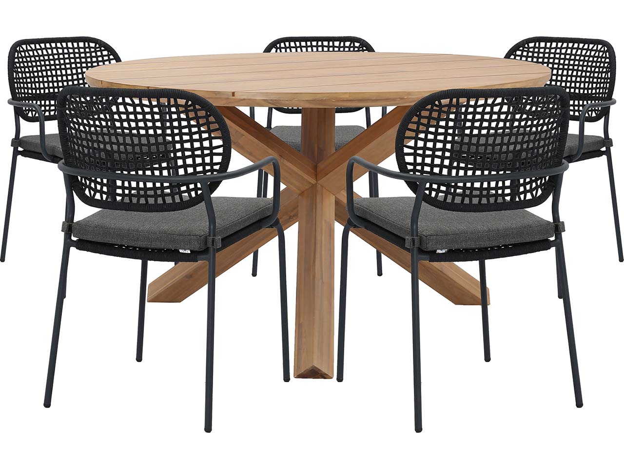 Gartenmöbel-Set "Delft & Reino", 6-teilig, 5 Stühle, Tisch ø 135 cm, anthracite