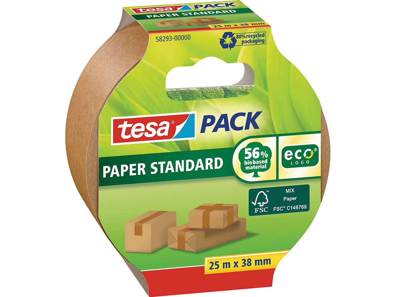 tesa Papier-Packband "tesapack Paper Standard ecoLogo", 25 m x 38 mm