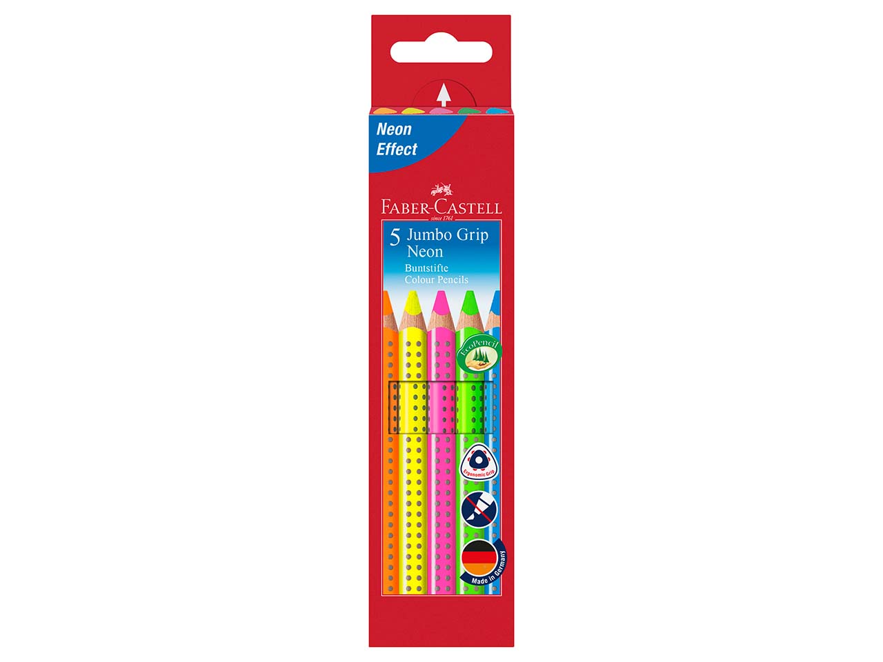 Faber-Castell Buntstifte "Jumbo Grip Neon" farbig sortiert, 5 Stk.