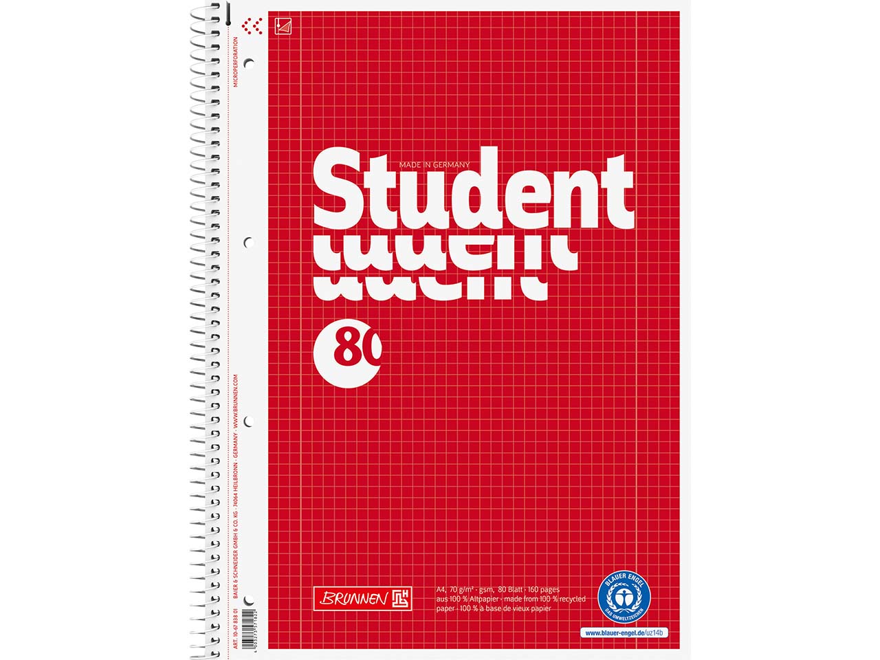 BRUNNEN Collegeblock DIN A4, Lineatur 28, 80 Blatt