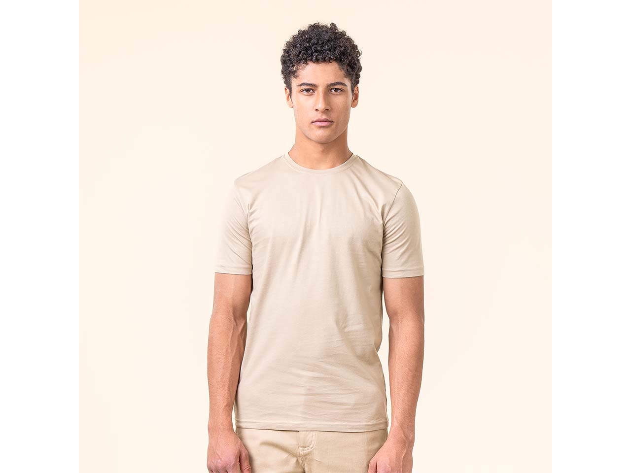 Living Crafts Bio-Herren-T-Shirt 'THERREL' mit Rundhalsausschnitt, sabbia, Gr. S