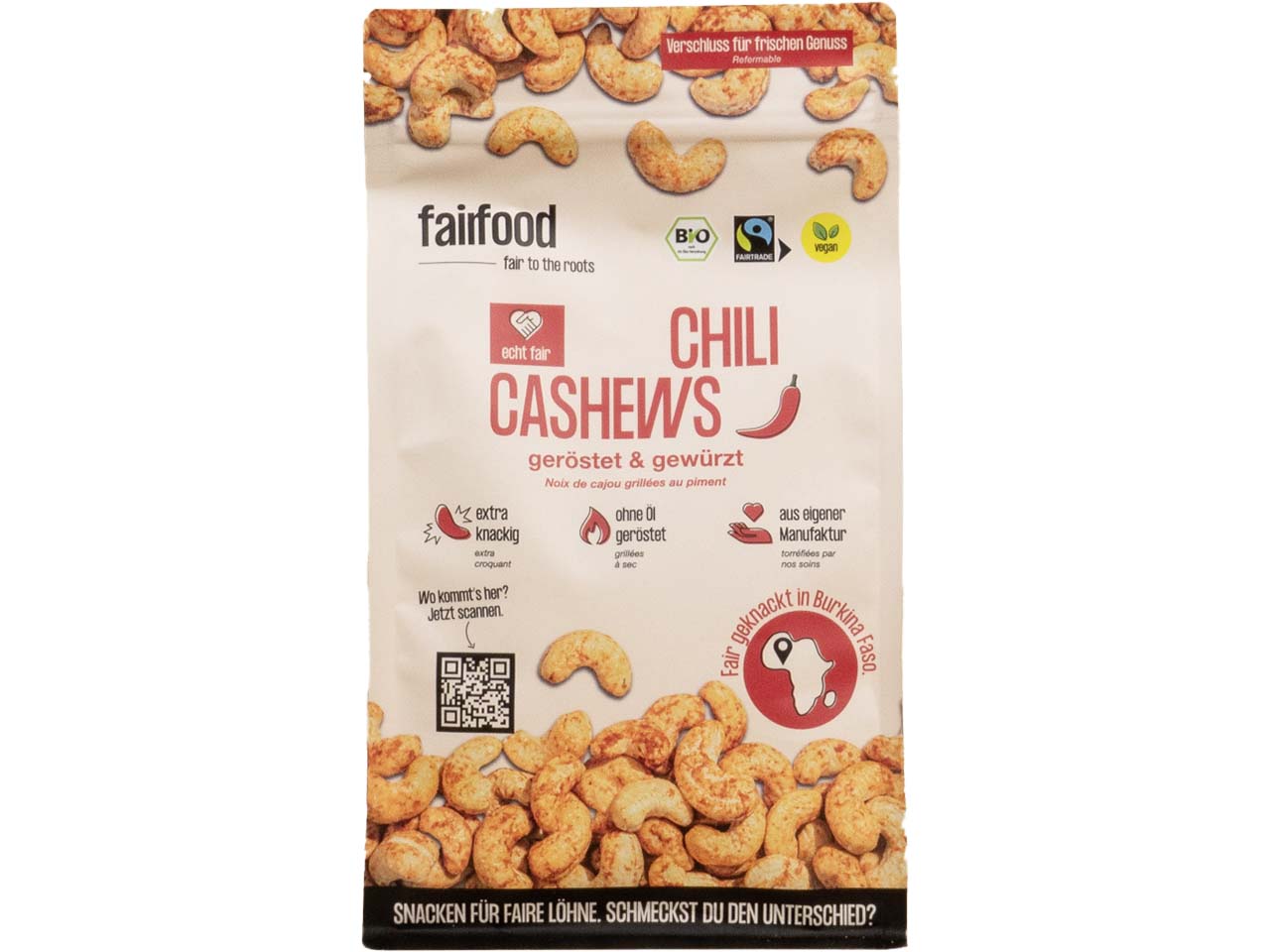 FAIRFOOD Bio-Cashewkerne 'Chili', 500 g