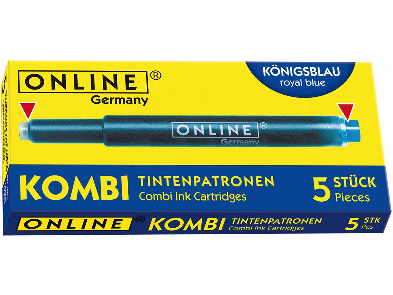Online Kombi-Tintenpatronen für Füller und Tintenpatronen-Rollerbälle, königsblau, 5 Stück