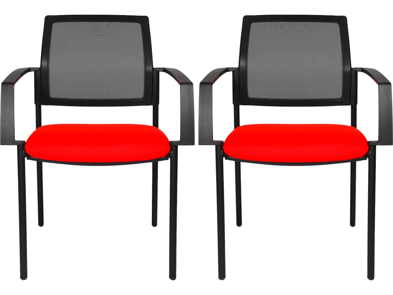 Topstar Besprechungsstuhl "BtoB 10" mit Armlehnen Netzrücken rot, 2 Stk.