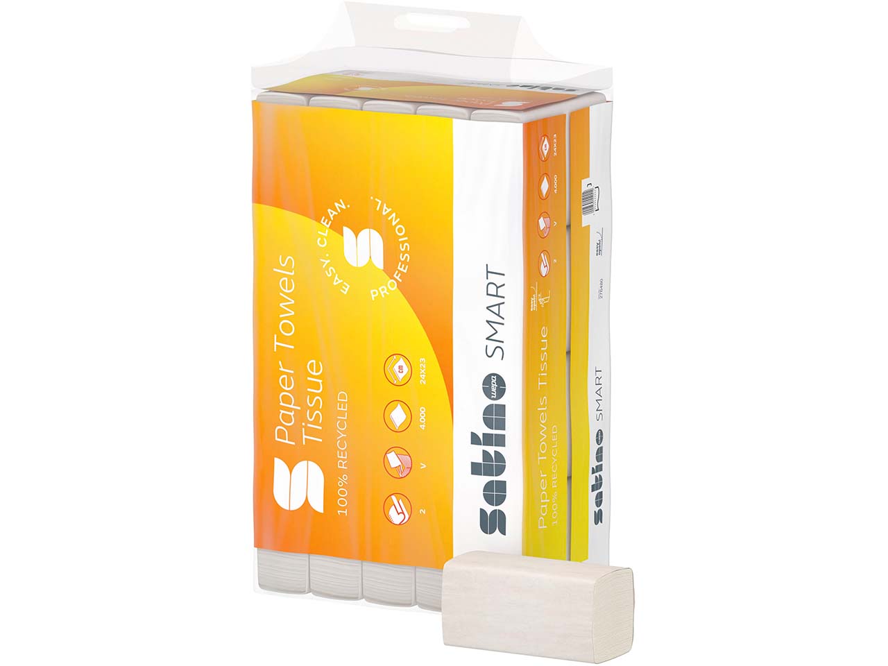 Satino Smart Papierhandtücher Format Tissue, V-Falz, 24 x 23 cm, 4.000 Blatt