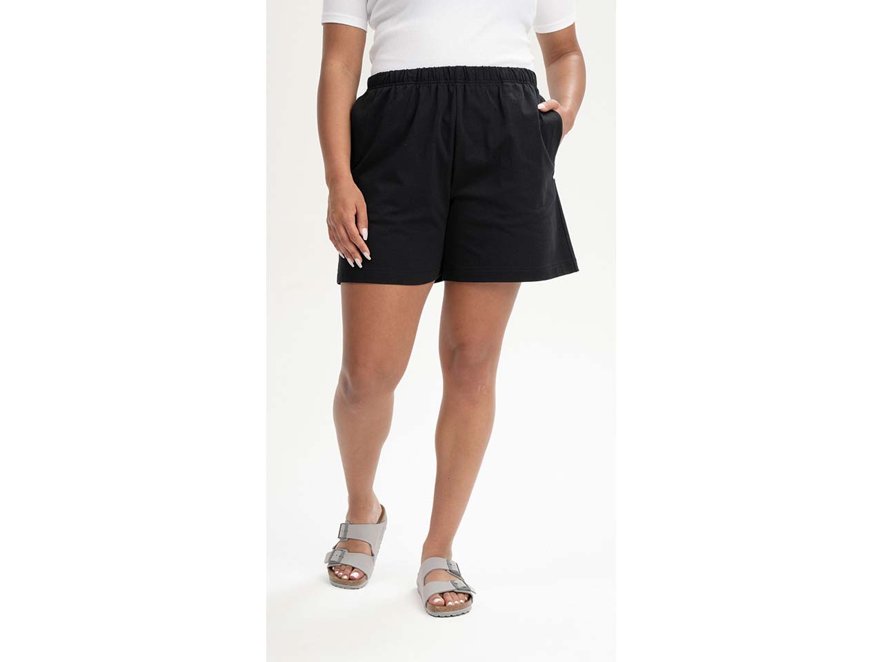 MELA Bio-Damen-Jersey-Short 'JIVIKA' mit Seitentaschen, schwarz, Gr. M