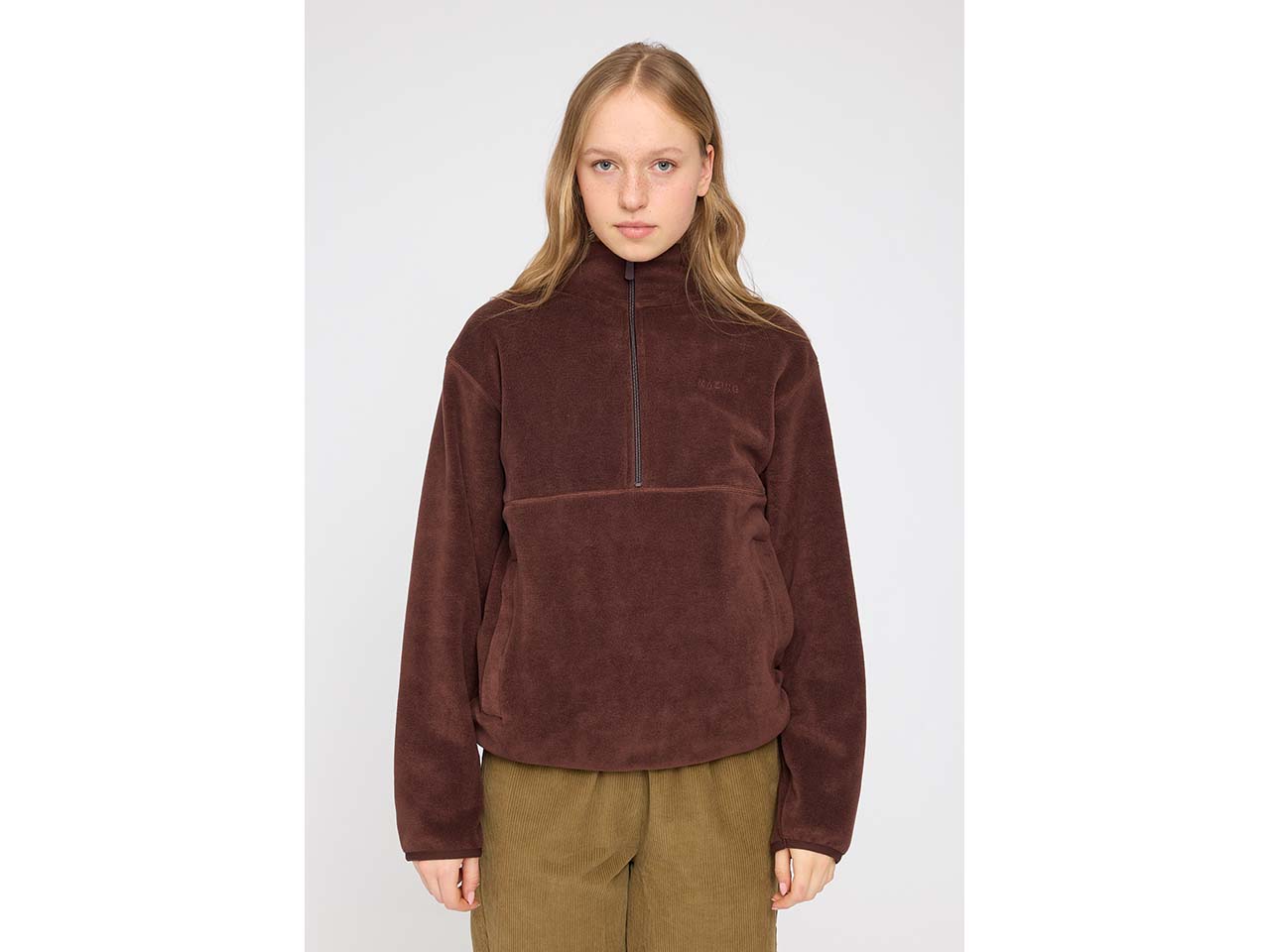 MAZINE Damen-Fleecejacke 'Half-Zip' mit Taschen, deep mahogany, Gr. S