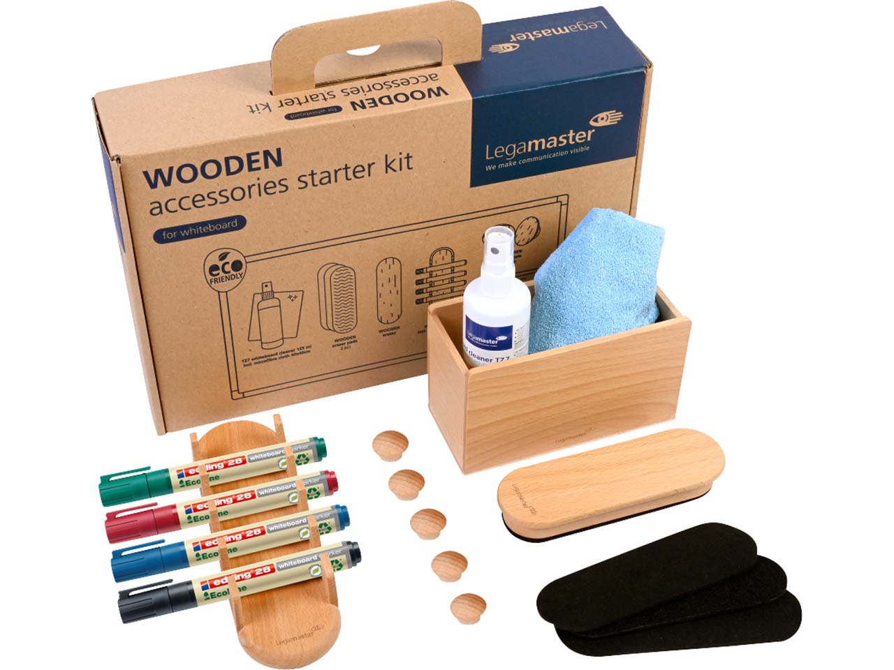 Legamaster Zubehör Starter-Kit "WOODEN" für Whiteboards aus FSC-zertifiziertem Holz
