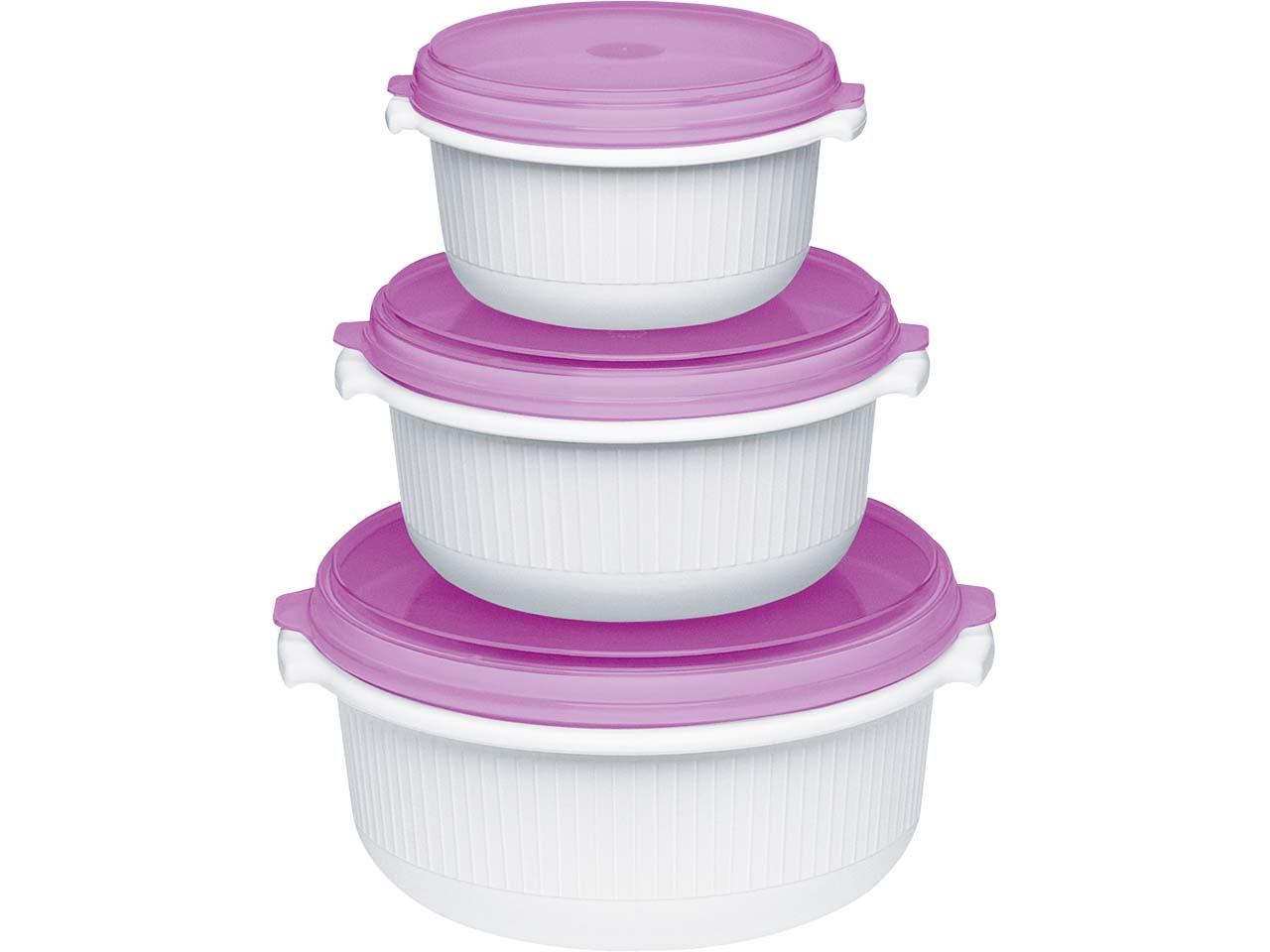 EMSA 3er-Set Mikrowellentopf "MICRO FAMILY" 0,5/1,0/1,5 l, weiß/brombeer