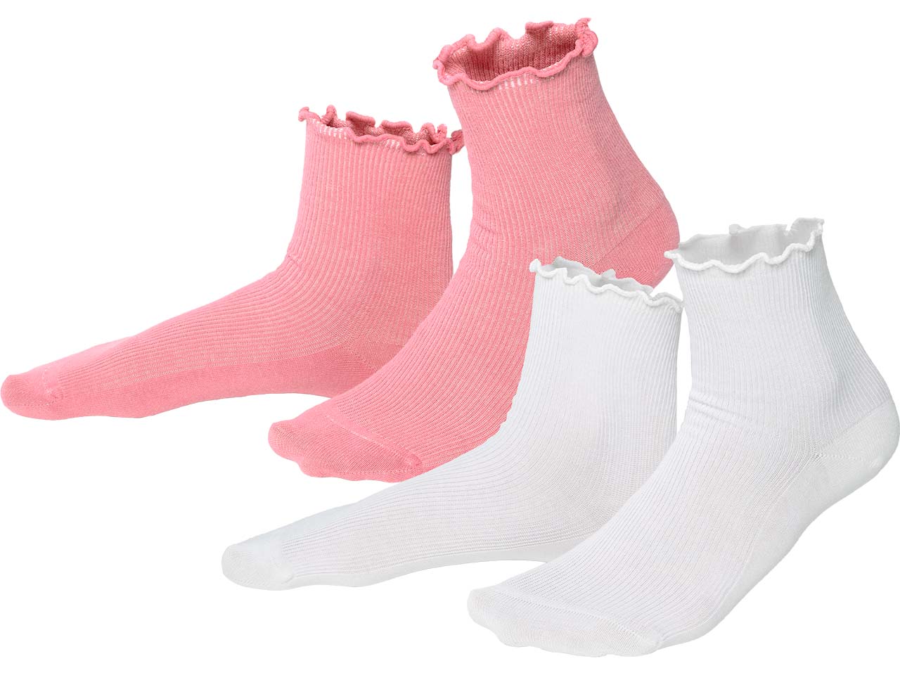 Living Crafts Bio-Damen-Socken "ASTHER" mit Kräuselrand, white/camelia, Gr. 39/42