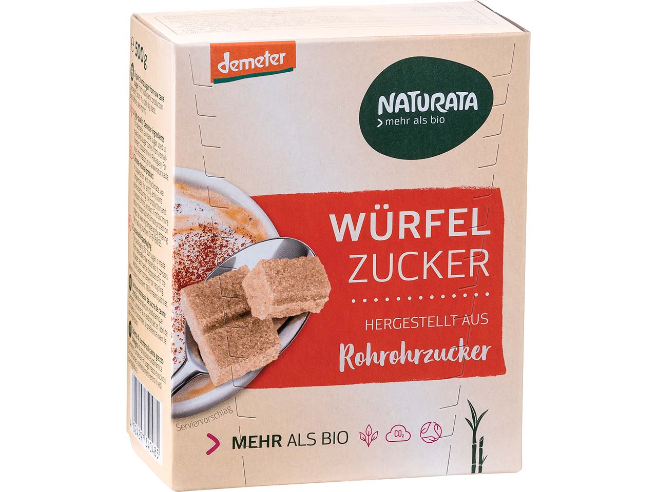 NATURATA Bio-Würfelzucker aus Rohrohrzucker, 500 g