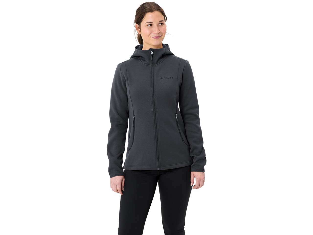 VAUDE Damen-Fleecejacke 'Idris' mit angeschnittener Kapuze, phantom black, Gr. 42