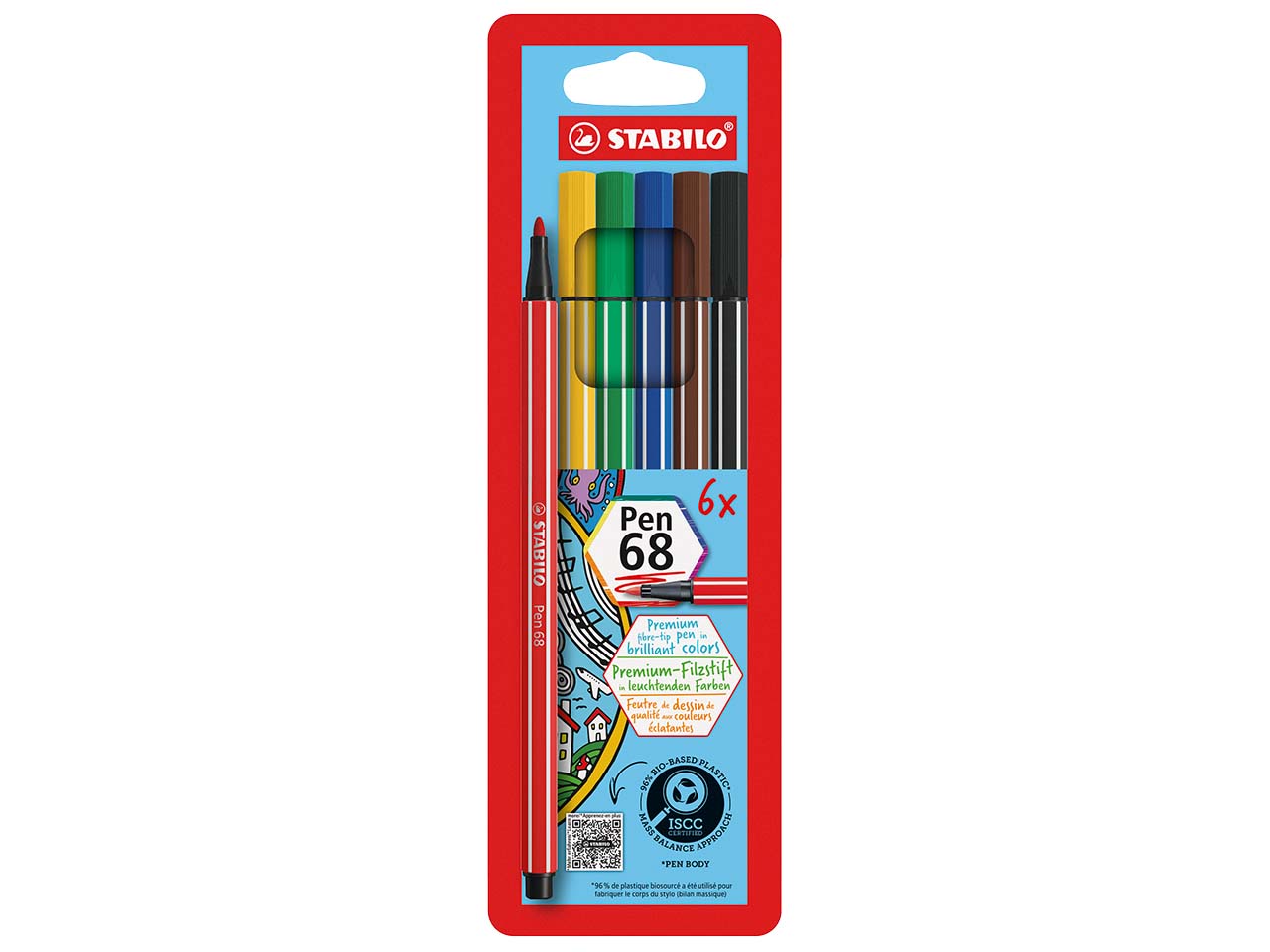 STABILO Filzstift "Pen 68", ISCC Plus 96%, 6er-Set