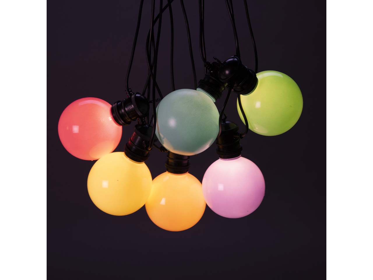 Konstsmide LED Lichterkette Party, mit Dimmer, 10 Birnen pastell, 10 Dioden warmweiß