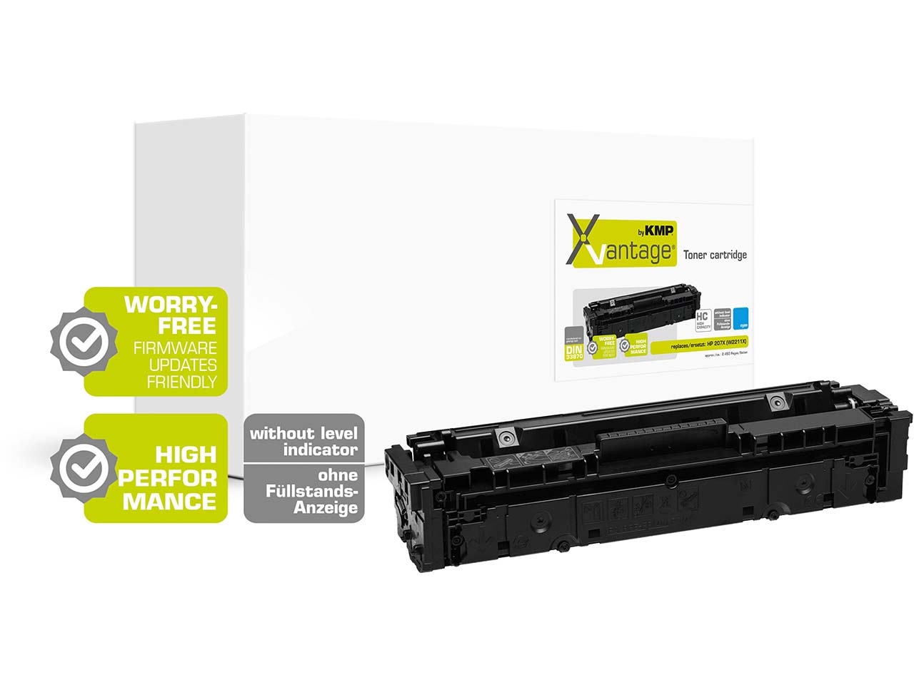 KMP Druckkassette ersetzt hp W2211X, Nr. 207X cyan