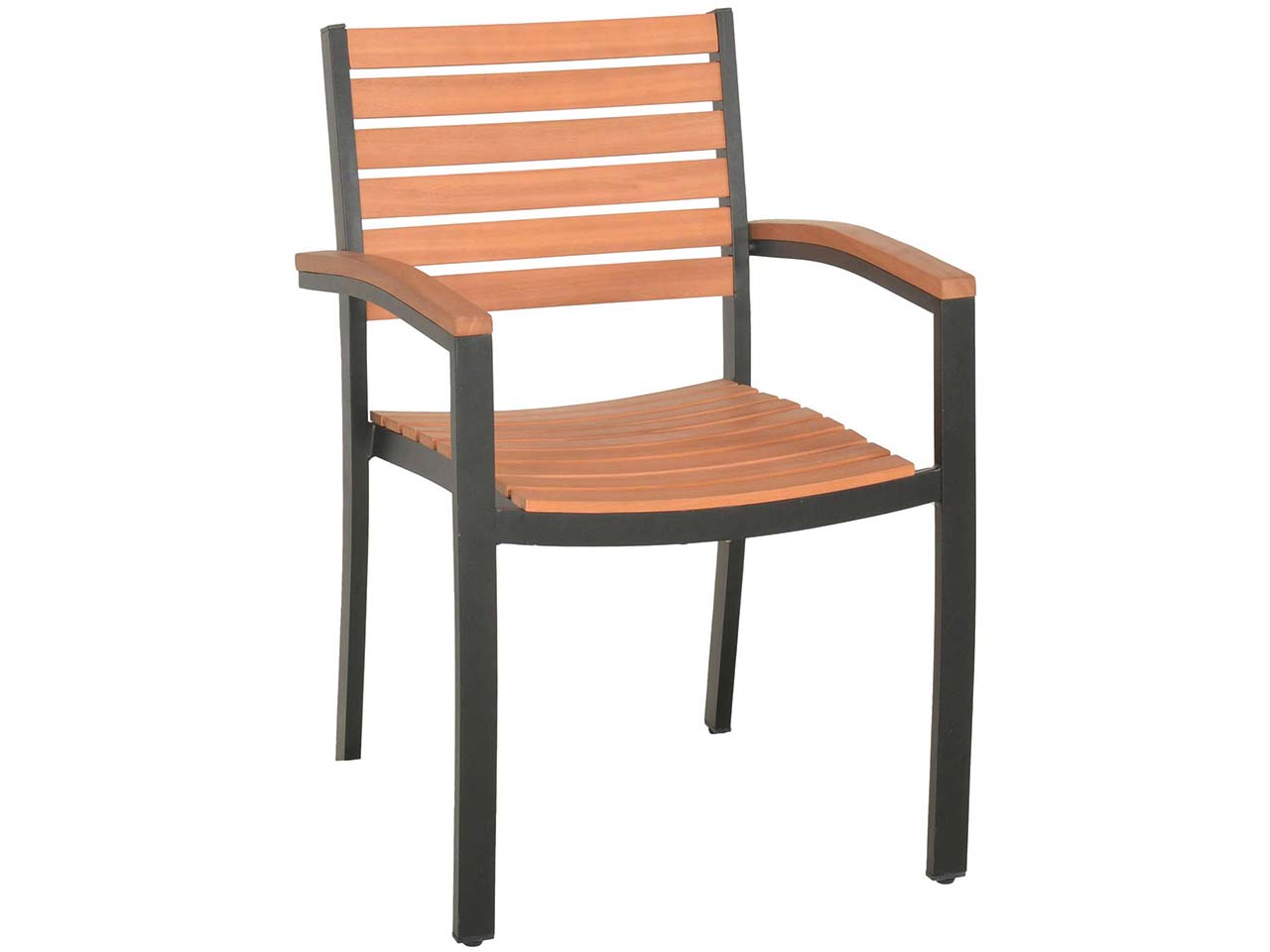 Gartensessel "BERN" stapelbar, Eukalyptus geölt, Alu schwarz