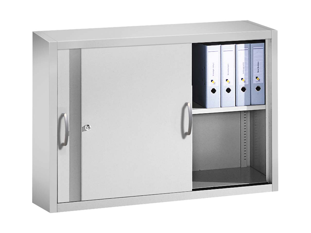 Aufsatzschrank für Schiebetürenschränke aus Stahl 120 cm breit lichtgrau  T 50  H 79