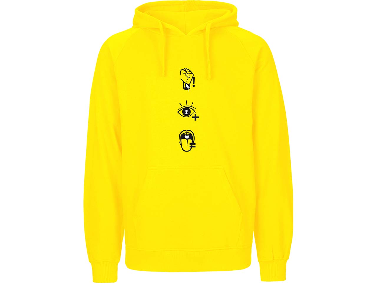 WEtell Bio-Unisex-Hoodie "Statement", innen angeraut, gelb, Gr. S