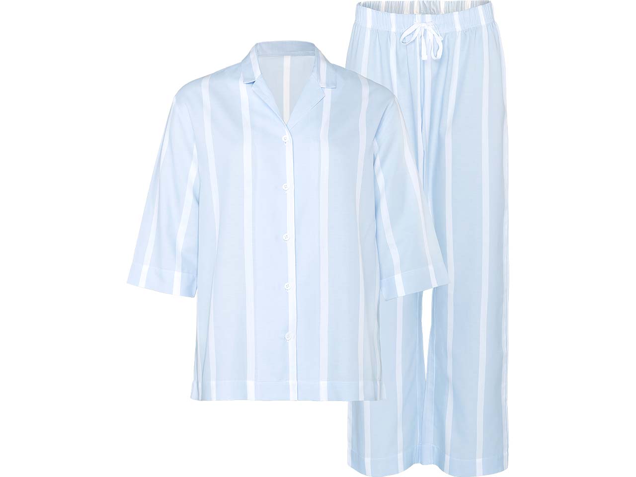 Living Crafts Bio-Damen-Pyjama "TRACEE", offwhite/bleu, Gr. 42